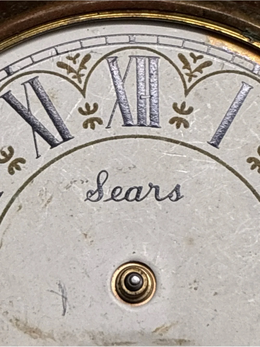 Sears Vintage Mechanical Pocket Watch White Roman Dial For parts